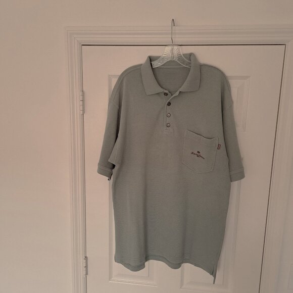 Vintage Tommy Bahama Logo Polo Shirt Textured Cotton Distressed Green Size XXL - Picture 12 of 12